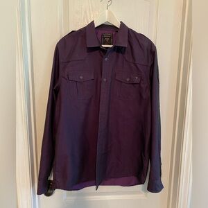 Mens Guess Purple Solid button down Dress Shirt Sz L